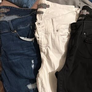 Stylish Denim and Pants Set - Blue, White, Black